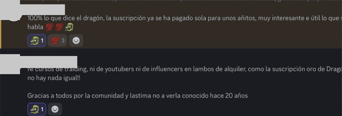 Captura real de un mensaje de un miembro en el Discord de la comunidad